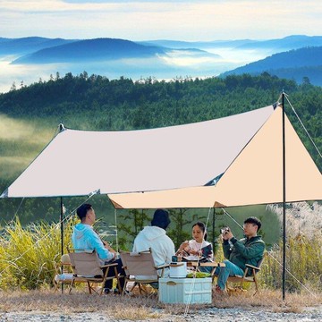 天幕 地布 天幕帳篷 炊事帳 客廳帳 天幕戶外大遮陽棚超輕便攜露營防雨防曬遮陽野餐防曬棚野營沙灘篷