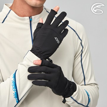 ADISI NICECOOL 吸濕涼爽抗UV露指止滑手套 AS23015 / 黑色 (UPF50+ 涼感 防曬手套)