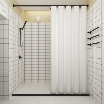 加厚防霉免打孔日本洗澡浴簾