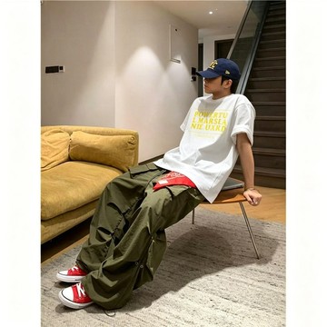 上衣 韓版 純棉美式重磅潮牌短袖字母T恤夏季設計顯瘦半袖情侶寬鬆體恤上衣短袖T恤 重磅 休閒 簡約百搭T恤男