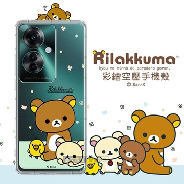 SAN-X授權 拉拉熊 OPPO Reno11 F 彩繪空壓手機殼(淺綠休閒)