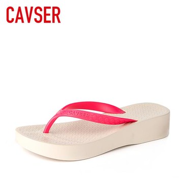 CAVSER2025夏季夾腳拖鞋坡跟人字拖女厚底松糕涼拖防滑沙灘鞋子潮