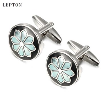 優質歐美法式袖扣男士花藍色襯衫袖釘商務禮品cufflinks禮盒裝