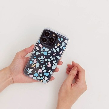 【現貨】印花樂X犀牛盾Clear透明手機殼-老磁磚/磨石子粉藍