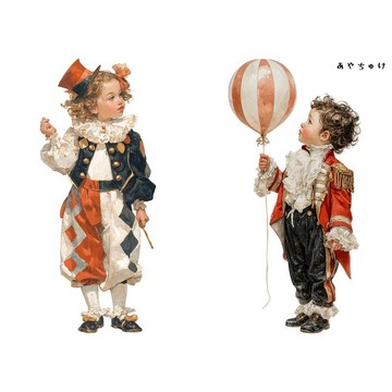 【6 月新品】08-136-0022 人物貼紙 馬戲團・復古風格