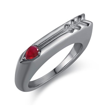 紅寶石圖章戒指-箭心形客製女戒-925純銀印章情侶對戒-免費刻字