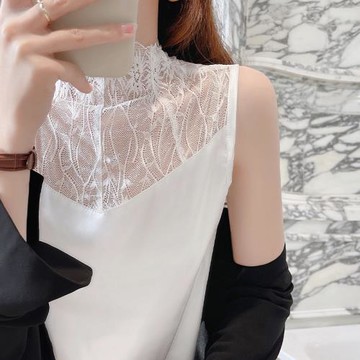 蕾絲吊帶背心女夏外穿設計感小眾西裝職業內搭打底衫法式緞面上衣