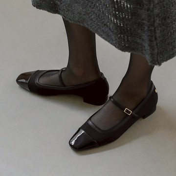 [SAPPUN] Mihera 小金釦氣質撞色瑪莉珍平底鞋 (2cm)