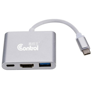 【易控王】Type-C轉HDMI+USB3.0+Type-C三合一轉換器 4K30Hz 鋁合金外殼(40-735-03)