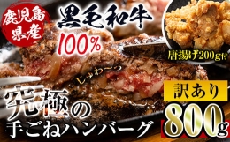 i245 鹿児島県産！黒毛和牛の究極の手ごねハンバーグ(100g×8個) 