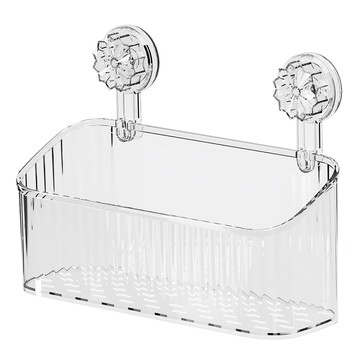 德利生活 輕奢吸盤式壁掛收納盒 大號 透明色  1個