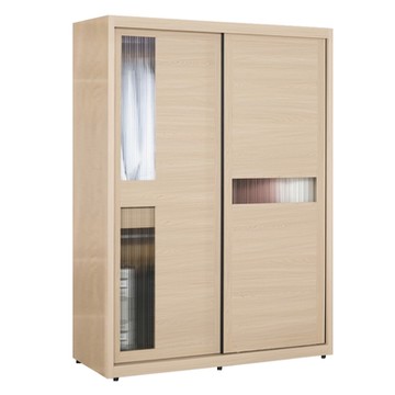 文創集 蘭達4.9尺玻璃推門衣櫃-146x60x202cm免組