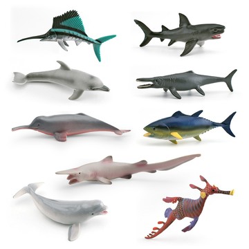 🌈「動物世界」仿真海洋動物白鯨海豚鯊魚草海龍旗魚金槍魚泰曼魚龍模型擺件