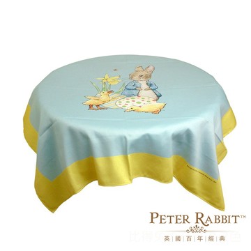 【 Peter Rabbit 比得兔】比得生活館｜英國正版授權｜ 比得兔-大方桌巾-藍色小兔