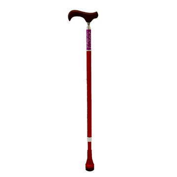 【海夫健康生活館】枴杖屋 當代藝術系列 360度 防滑避震 10段伸縮手杖 紫底白花紋 紅(C2CC16)