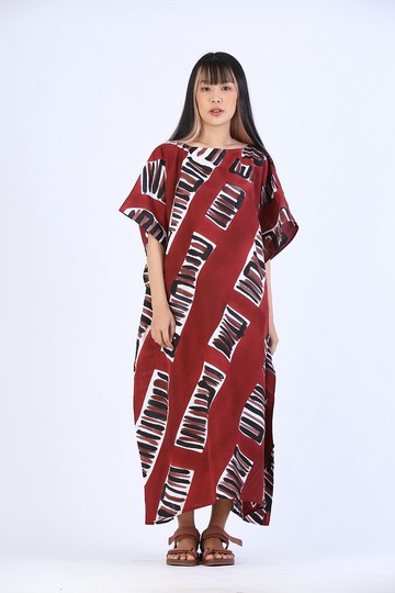 Hand Painted Cotton Silk Kaftan for Summer Resort Vacation-