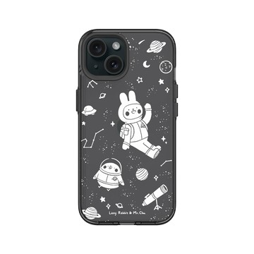 iPhone 15 Clear 酷墨灰 - 懶散兔與啾先生 Lazy Rabbit and Mr.Chu - outerspace