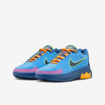 NIKE 籃球鞋 女鞋 大童 運動鞋 包覆 緩震 LEBRON WITNESS IX SE GS 藍 IQ0825-400 (2K2228)