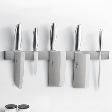好物良品 304不鏽鋼免打孔壁掛式廚房用具磁吸刀架 30cm  1個  銀色