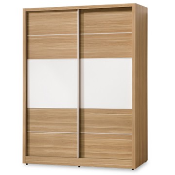 時尚屋 肯詩特烤白雙色5尺推門衣櫃  寬144.8x深60.5x高197cm