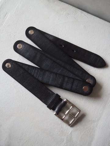 HERMÈS Etriviere 摺疊皮帶  સાલ્વર 黑色 Vintage