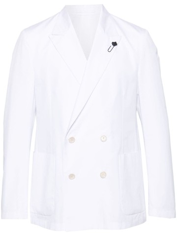 Lardini - peak-lapels double-breasted blazer - men - Cotton - M - White