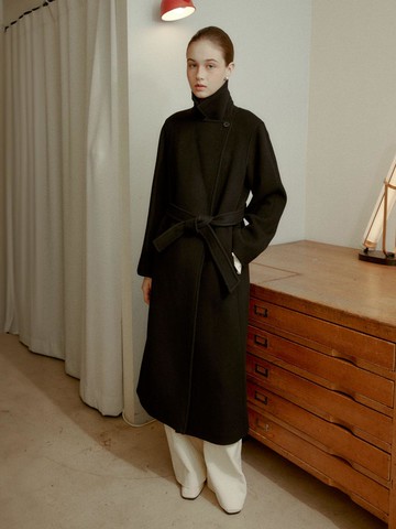 ARTEMIS Minimal Cashmere Wool Coat [Black]