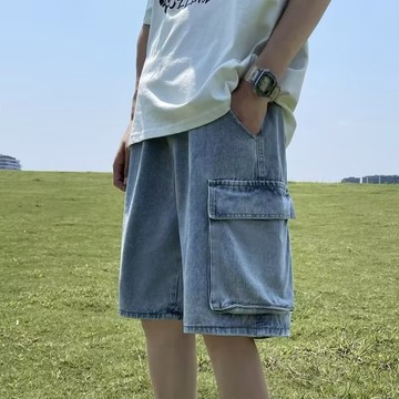 ✨特價清倉✨ 日系 CITY BOY 經典 水洗 重磅 廓形 寬鬆 抽繩 牛仔短褲 水洗短褲 五分褲男 丹寧褲