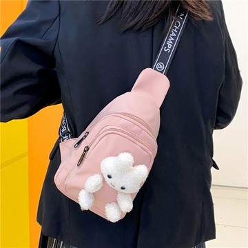 2022新款ins可愛簡約小兔胸包女日系潮獨特斜挎包學生單肩手機包