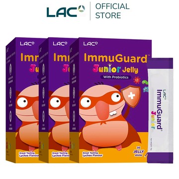 【LAC利維喜】3入組 兒童益護力果凍30包-荔枝口味(乳酸菌/葡萄籽/維生素C+E)