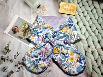 韓國設計師薄棉布水彩花手作圍脖-不分年齡圍脖-圍巾-脖圍-短圍巾