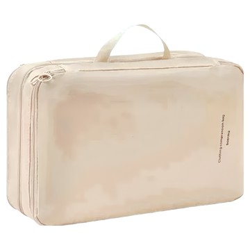 FIFIOO 高質感雙層絲柔旅行收納袋  大號(40 x 25 x 12cm)  柔絲米白