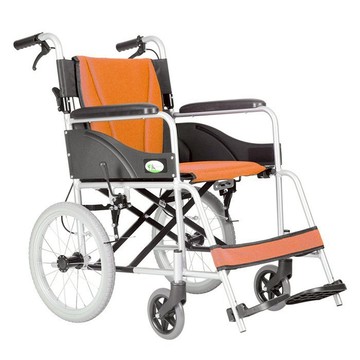 【海夫健康生活館】杏華機械式輪椅 (未滅菌) 日式強化型雙層鋁輪椅 折背固手 16吋後輪 輪椅B款 橘色(JR100S)