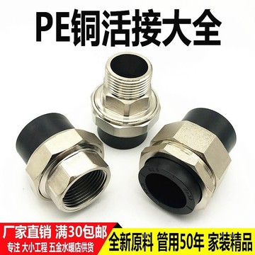 [臺灣出貨][臺灣出貨]買滿99出貨PE外絲外牙內絲銅活接20 25 32 6分管雙頭PE銅活接水管接頭配件