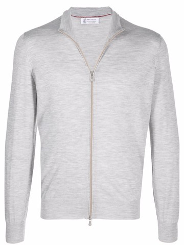 Brunello Cucinelli - zip-up cashmere-silk jumper - men - Silk/Cashmere - 44 - Grey