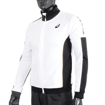 Asics 針織外套 男 立領外套 運動 訓練 休閒穿搭 亞瑟士 白 黑 [2033B751-100]