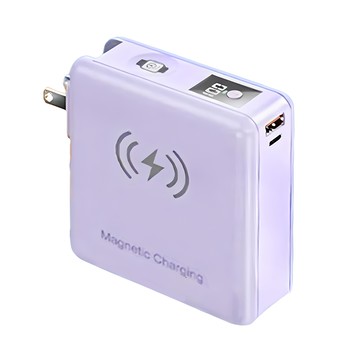 YOGEMDI 9代行動電源 自帶線 PD快充 15W磁吸無線 可充蘋果手錶 紫色