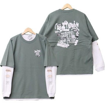 BEN DAVIS 25780032-57 LS&SS 2TEES LAYERED TEE 三穿式 長T (綠灰色x黑色)