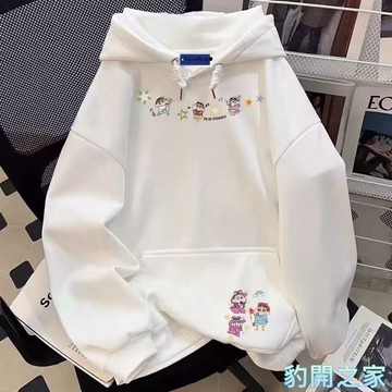 【豹開之家】連帽刷毛卡通印花長袖大學t 連帽衛衣 長袖帽T 情侶裝 長袖上衣 連帽套頭衫 男生衣服 加絨衛衣W925