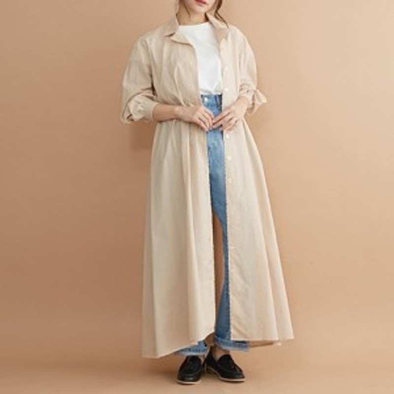 きれいめ スカラップ オープンカラー ワンピース 前ボタン ロング丈 長袖 トップス シャツワンピース フリーサイズ Merlot メルロー 通販 Lineポイント最大1 0 Get Lineショッピング