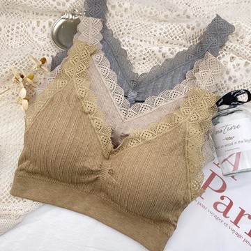 楓之欣2020性感蕾絲肩帶大紅中厚裹胸螺紋棉舒適聚攏無鋼圈文胸女