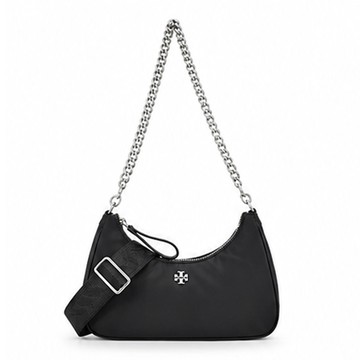 TORY BURCH MERCER 尼龍拉鍊斜背/兩用包-黑