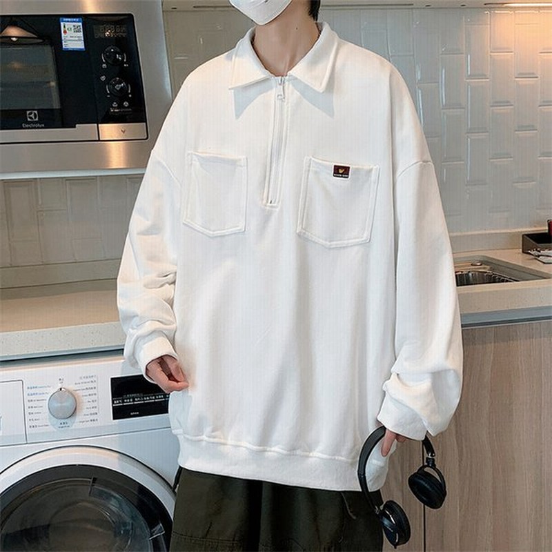 メンズ パーカー Tシャツ プルオーバー 長袖 ポロシャツ カジュアル 女子 上着 白黒 21秋冬 男子トップス 通販 Lineポイント最大0 5 Get Lineショッピング