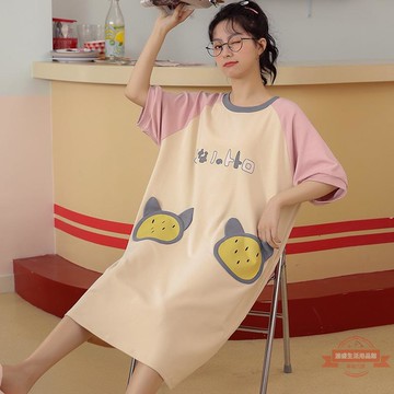 睡裙女士夏季純棉短袖可愛甜美卡通可外穿小清新連衣裙家居服睡衣