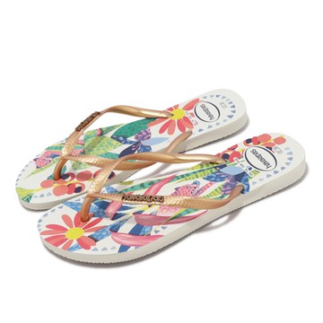 Havaianas 拖鞋 Slim Tropical 男鞋 女鞋 白 金 熱帶風 人字拖 夾腳拖 巴西 哈瓦仕 41221110093W