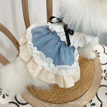 INS春夏可愛女僕寵物蕾絲裙狗狗比熊泰迪貓咪小型犬衣服