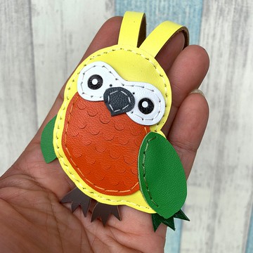 療癒小物 黃/綠色 可愛 太陽錐尾鸚鵡 手工皮革 吊飾 小尺寸