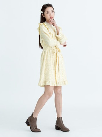 古典蕾絲拼接短洋裝(LA23L0H0500) - earth music&ecology