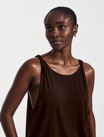 Riley Twist Strap Vest in Bitter Chocolate - MicroModal Ninety Percent