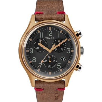 【TIMEX】 天美時 MK1 Chrono系列 三眼計時潮流軍錶 (黑/棕色 TXTW2R96300)